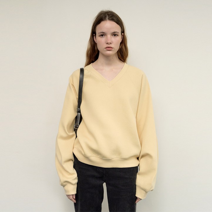 위메농 여성용 Rounded cotton V neck sweatshirts