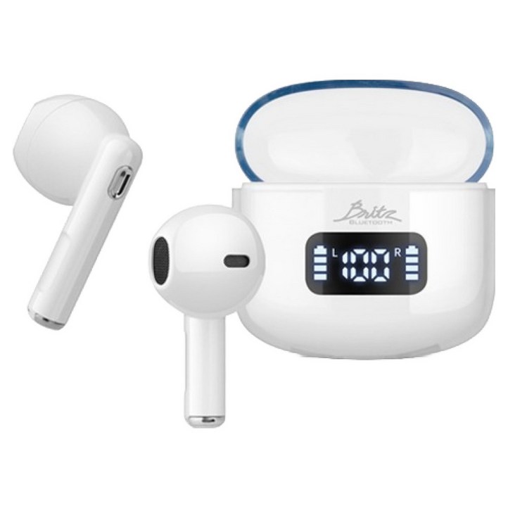 브리츠 초소형 초경량 ENC 소음제거 블루투스 V5.4 이어폰, BZAW3, 화이트