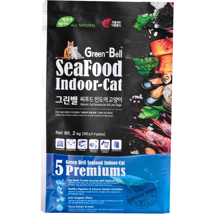 내츄럴큐브 그린벨 씨푸드 캣 기능성 사료, 5kg, 1개