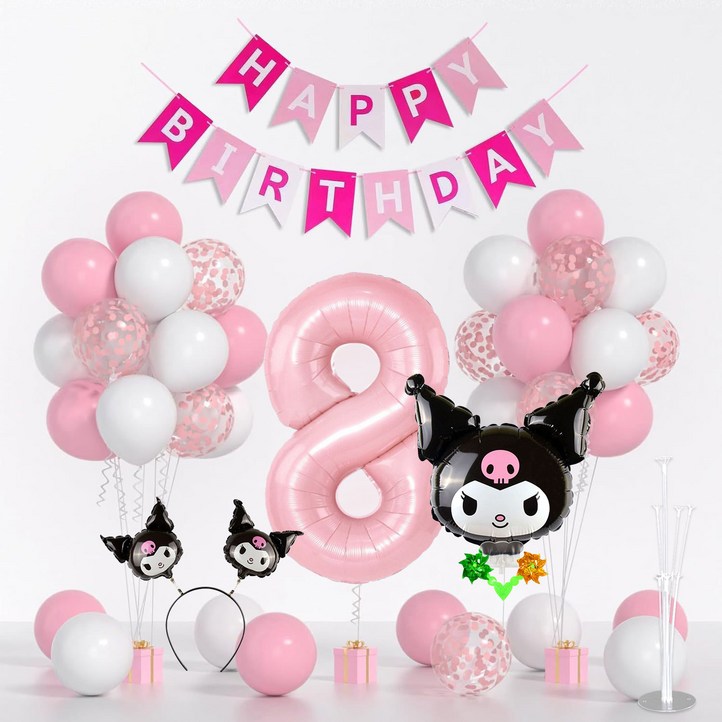 뷰라뷰 산리오 쿠로미 생일파티 풍선 세트, 숫자8, 1세트