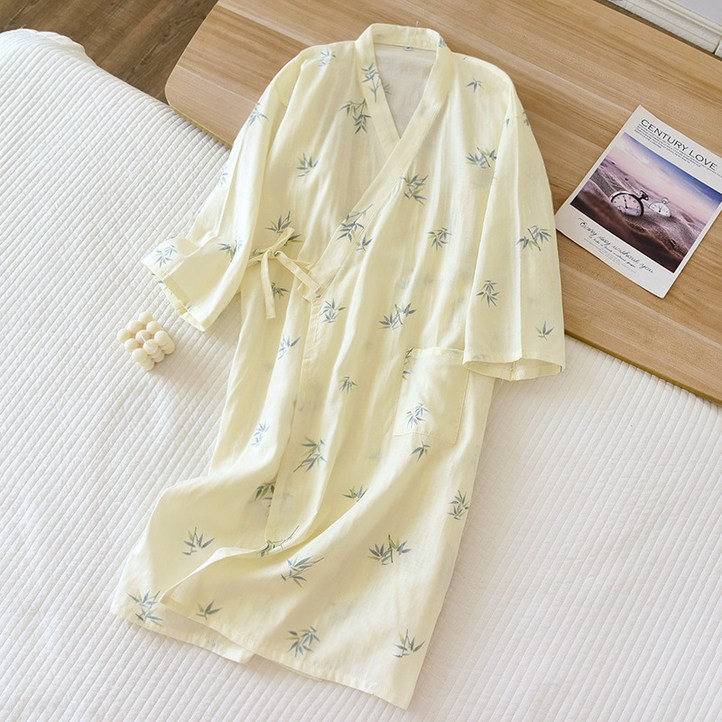 언헤브 얇은 뱀부 샤워가운 L