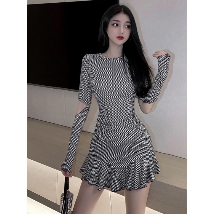 Nertroa긴팔 지퍼 슬림 미니원피스