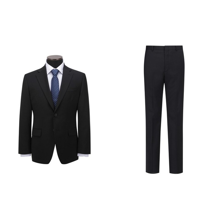 코오롱패션 코오롱 브렌우드 울 혼방 스판 여름용 무지 블랙 검정 일반핏 하복 정장 세트무료배송