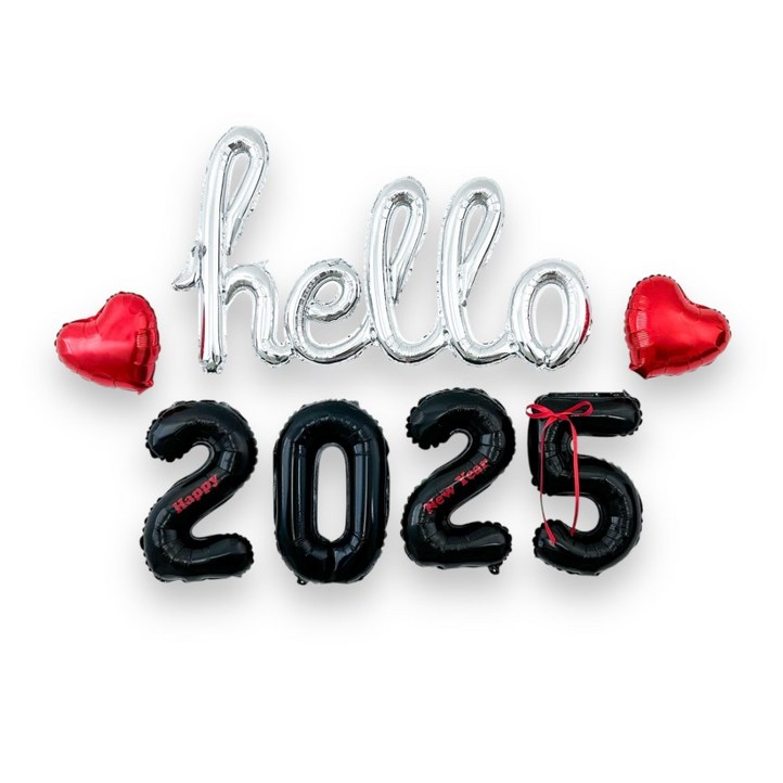 하피블리 헬로 2025 신년 풍선 연말 파티 용품 홈 이벤트 세트, 1개, 신년세트블랙레드 하피블리 헬로 2025 신년 풍선 연말 파티 용품 홈 이벤트 세트, 1개, 신년세트블랙레드