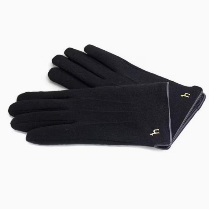 헤지스 여성 블랙 퍼피로고 울 장갑 스마트터치