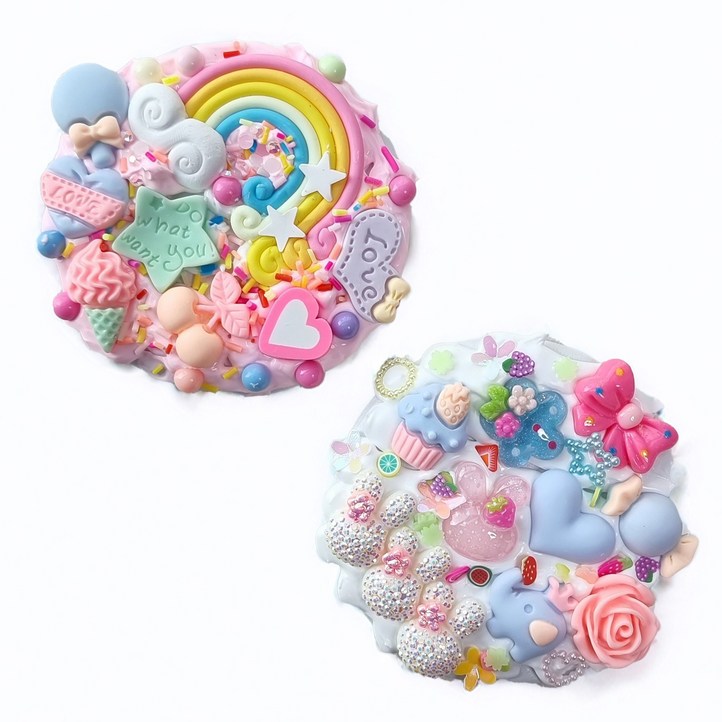 티엘에스 손거울 생크림 데코 꾸미기 만들기 DIY 놀이, 2세트, 데코꾸미기