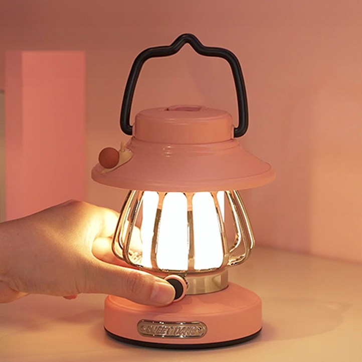 HK.sell 달팡 밝기 조절 KC인증 대용량 배터리 2000mAh C타입 충전 랜턴, 핑크, 1개