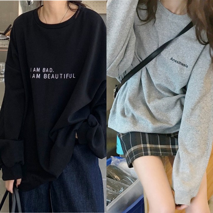 보나라온 루즈핏 레터링 맨투맨  2P