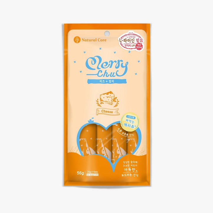 네츄럴코어 메리츄 고양이 간식 츄르스틱 8팩, 치즈참치 4P, 8개