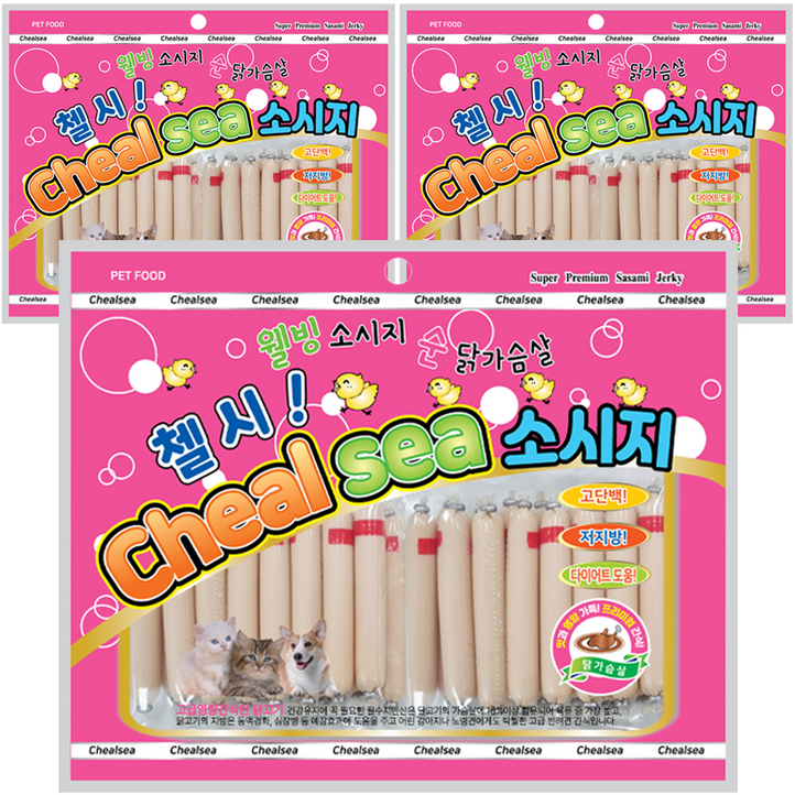 도기프렌드 첼시 애견 소시지 28개입, 닭가슴살, 3개