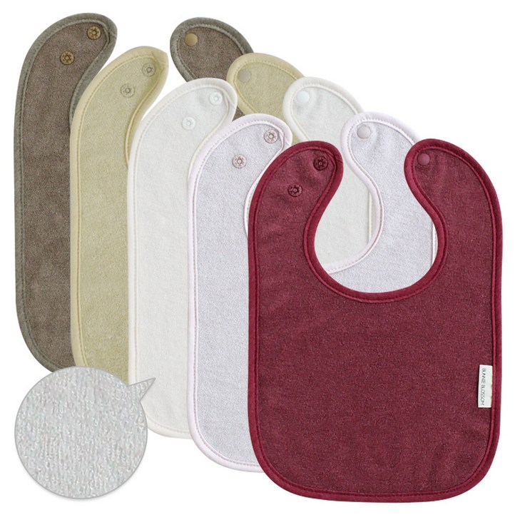 바니블라썸 아기 턱받이 어린이집 준비물 세안 타올 테리 빕 terry baby bib 5개