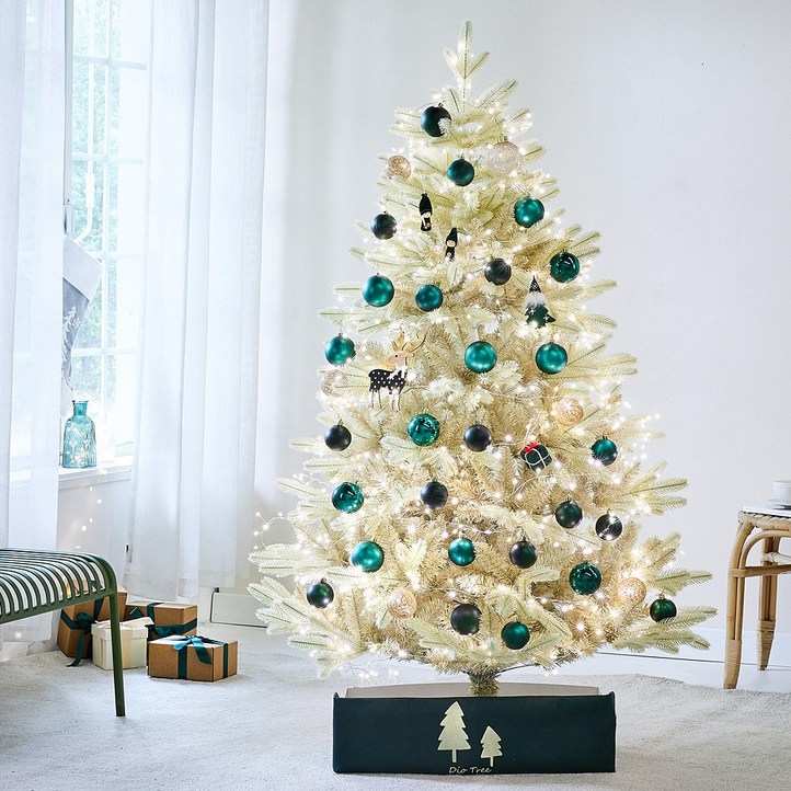 1.6m 바닐라그린 크리스마스트리 장식 지네전구 풀세트 160cm 디오트리 에메랄드, 선택완료