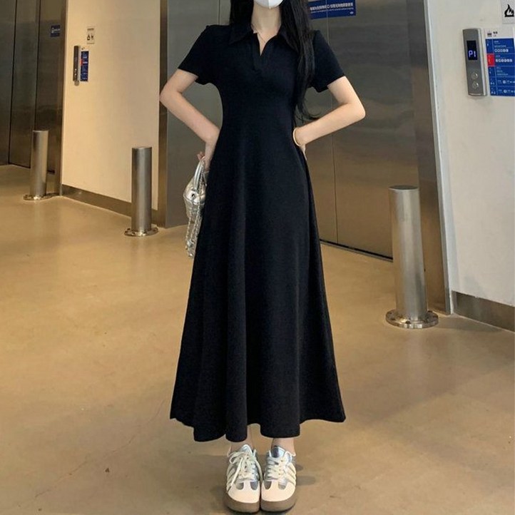 여성 여름 휴양지 원피스 반팔 슬림 카라 롱원피스 여성 여름 휴양지 원피스 반팔 슬림 카라 롱원피스