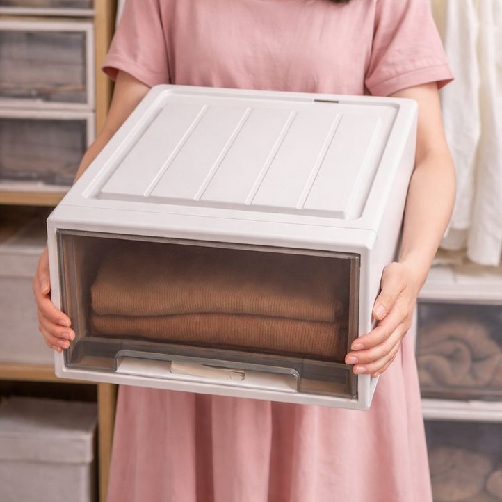 보리보 리빙박스 플라스틱 옷장 수납정리함, 1개, 브라운