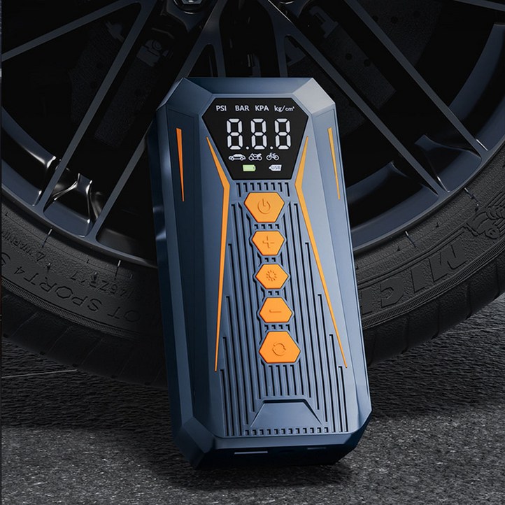 KORELAN 휴대용 무선 타이어 공기압 주입기 6000mAh 다용도 올인원 에어펌프 (압력 모니터링/보조배터리/led손전등)