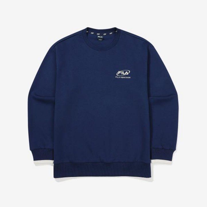 FILA 본사공식 로고 면혼방 맨투맨 FS2POF3104XNAY