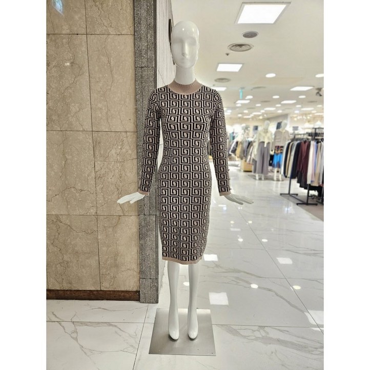 밸리걸 기하학 슬림 니트 원피스 911700