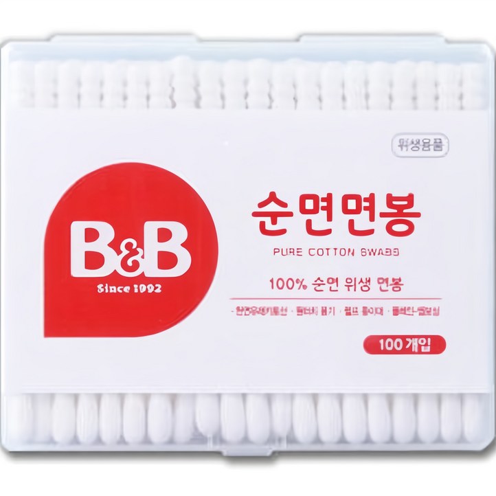 비앤비 유아 면봉, 100개입, 1개 비앤비 유아 면봉, 100개입, 1개