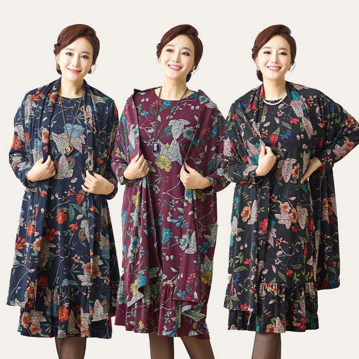 마담엘레강스 소피아 원피스 숄세트 가을원피스 엄마옷 엄마원피스 중장년 중년여성 빅사이즈