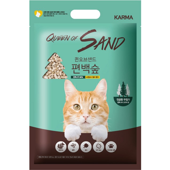 퀸오브샌드 편백나무 고양이 모래, 1개, 6L 7350769179