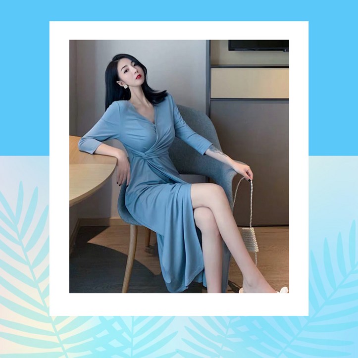 랩 원피스 롱원피스브이넥 크로스 꼬임 원피스롱 랩 원피스