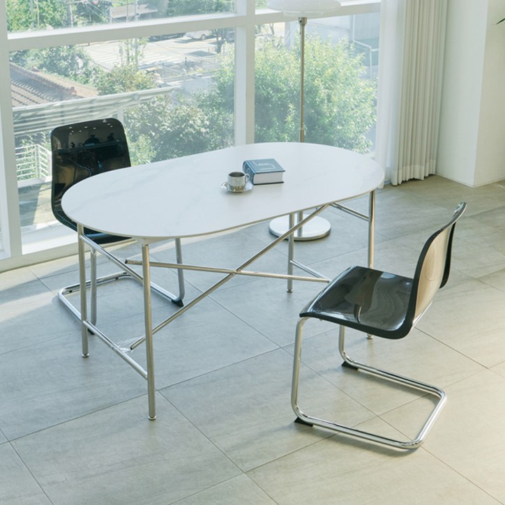 나무뜰 4인용 6인용 8인용 세라믹 식탁 의자 주방 테이블, 화이트 CMN131C