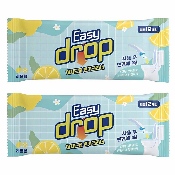 이지드롭 일회용 변기크리너 뉴 레몬향, 2개