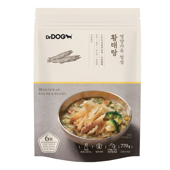 닥터독 영양가득 정성 황태탕 강아지 간식, 황태, 110g, 7개 닥터독 영양가득 정성 황태탕 강아지 간식, 황태, 110g, 7개