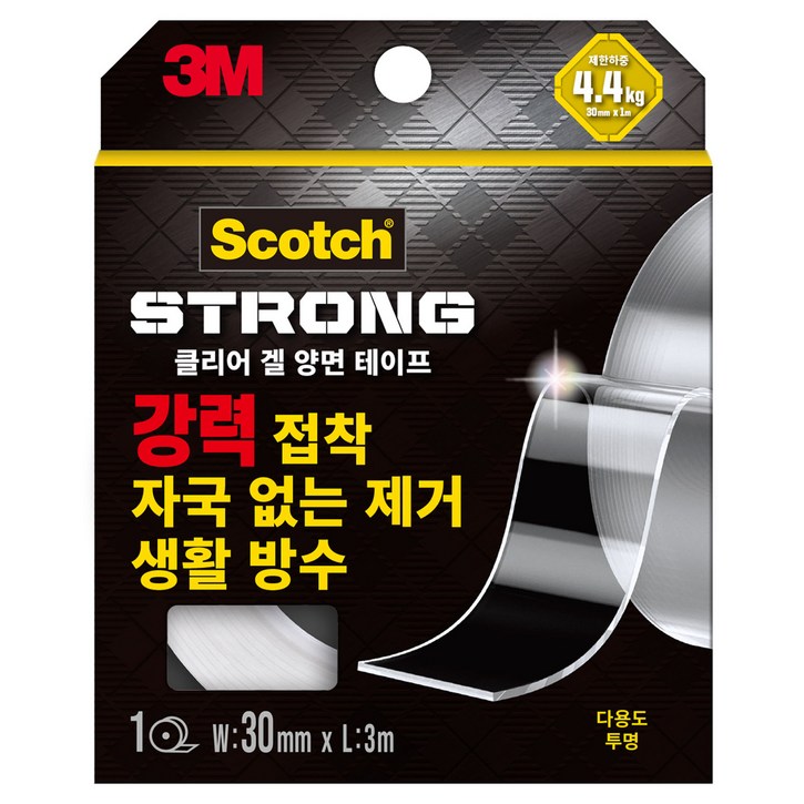 3M 스카치클리어겔 다용도 초강력 실리콘 양면테이프 30mm x 3m, 투명, 1개 3M 스카치클리어겔 다용도 초강력 실리콘 양면테이프 30mm x 3m, 투명, 1개