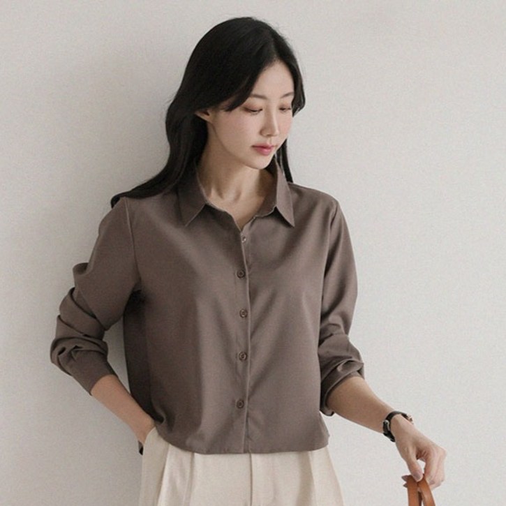 앤드스타일 여성용 링클프리 카라 크롭 블라우스 264936