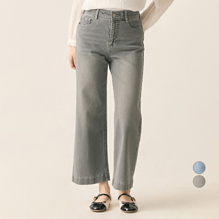 로엠 여성용 앵클 와이드 데님팬츠