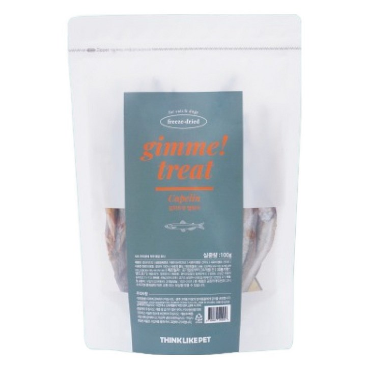 씽크라이크펫 반려동물 김미트릿 동결건조간식, 열빙어, 100g, 1개