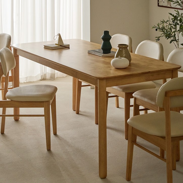 리리 원목식탁 6인용 1800 + 의자6p 세트 방문설치, 내추럴, 일반의자 6