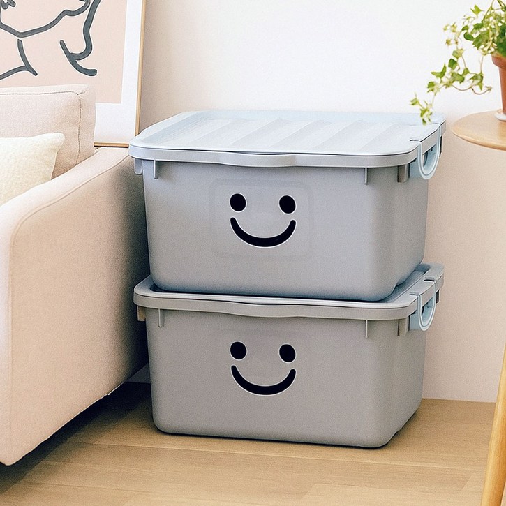 보노하우스 국내생산 리빙박스 모던 초대형 해피박스, 그레이, 2개