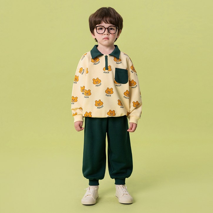 멜리코코 와글와글 베어 반집 상하의 세트