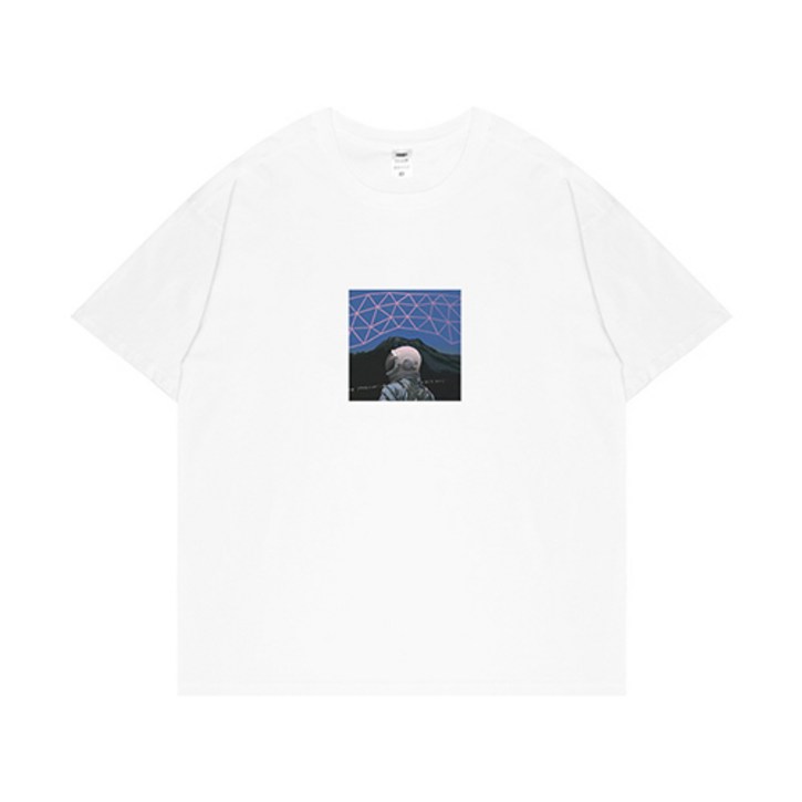 남성용 스트릿 힙 우주비행사 사진 반팔 티셔츠