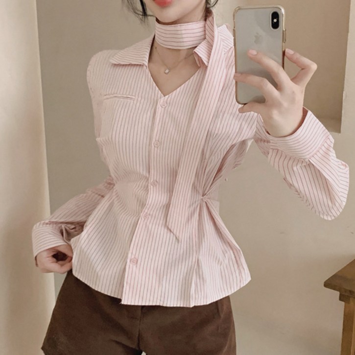 루나걸 여성용 듀오코스 브이넥 블라우스 L26SPBL112423