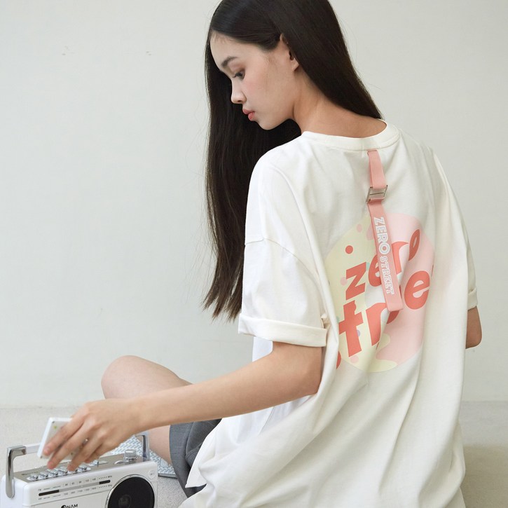 제로스트릿 여성용 통기성 백도넛 스트랩 반팔 티셔츠