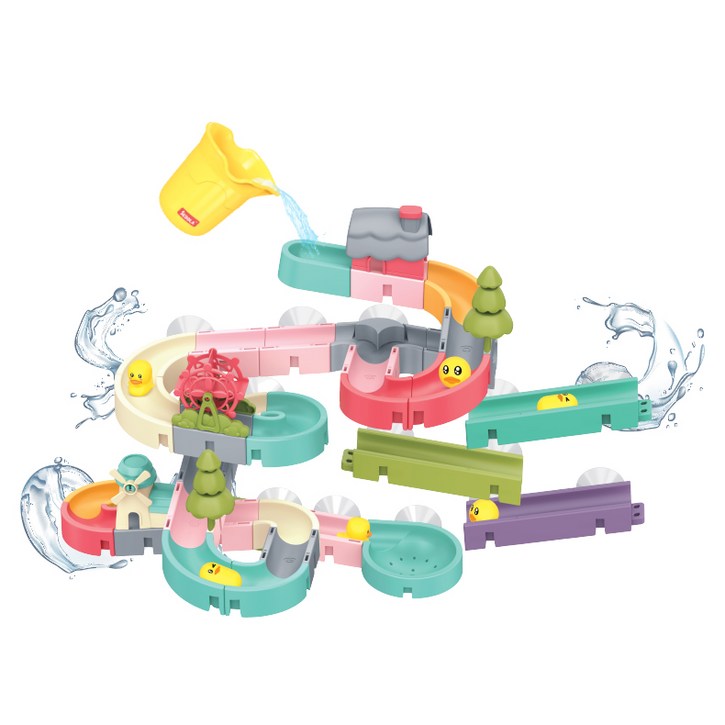 키저스 워터 슬라이드 블록 포레스트 유아 목욕놀이 장난감 62p, 혼합색상 10