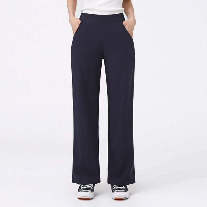 arua 여성용 키작녀 세미 와이드핏 밴딩 슬랙스