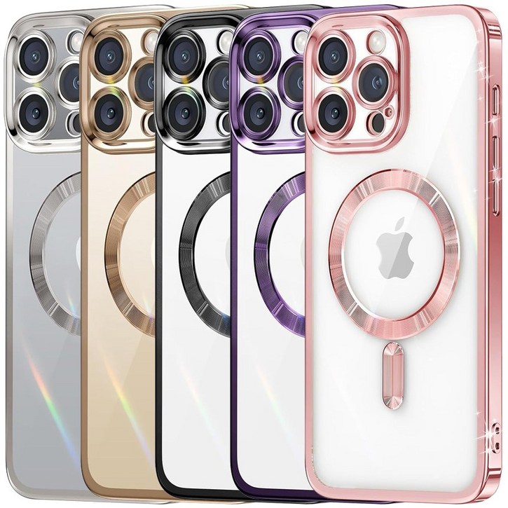 리빙그레이 아이폰14 프로 플러스 프로맥스 맥세이프 카메라 보호 풀커버 메탈릭 컬러 투명 케이스