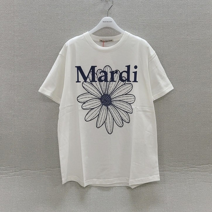 [국내정품] 마르디메크르디 TSHIRT FLOWERMARDI_반팔 티셔츠_화이트 네이비