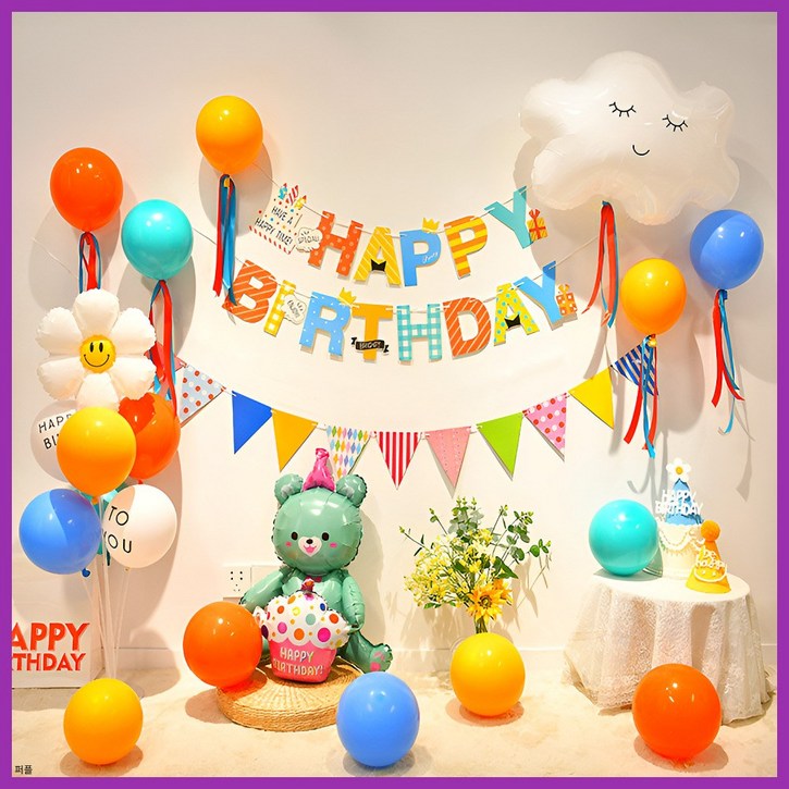 생일풍선 꾸미기 이벤트 생일파티 용품, 1개, 보라