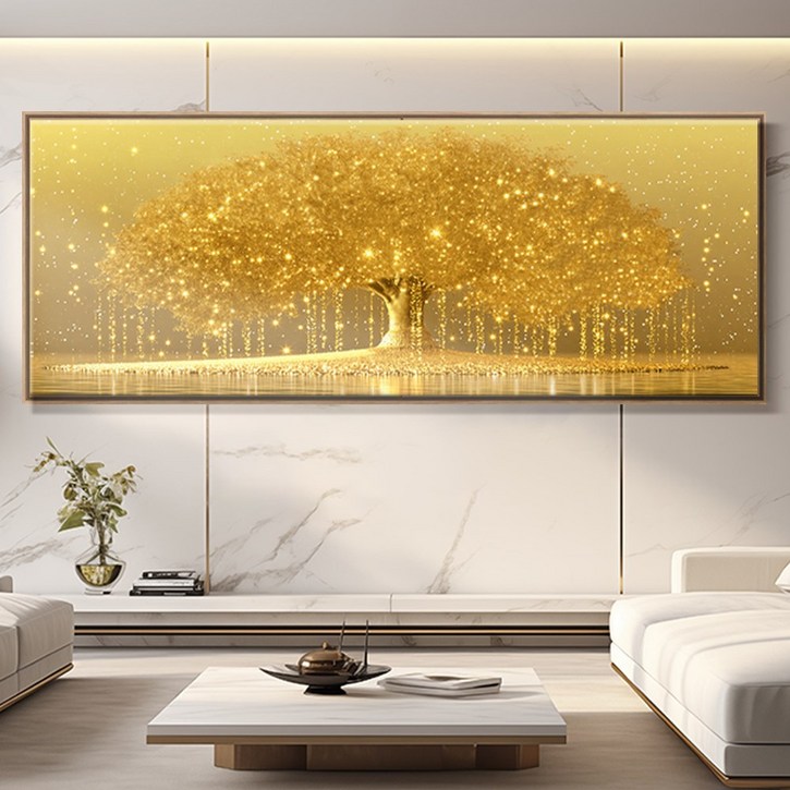 [인메이블] 돈들어오는 돈나무 그림 황금 별나무 와이드 캔버스 액자 거실 인테리어 풍수 인테리어, 캔버스 액자