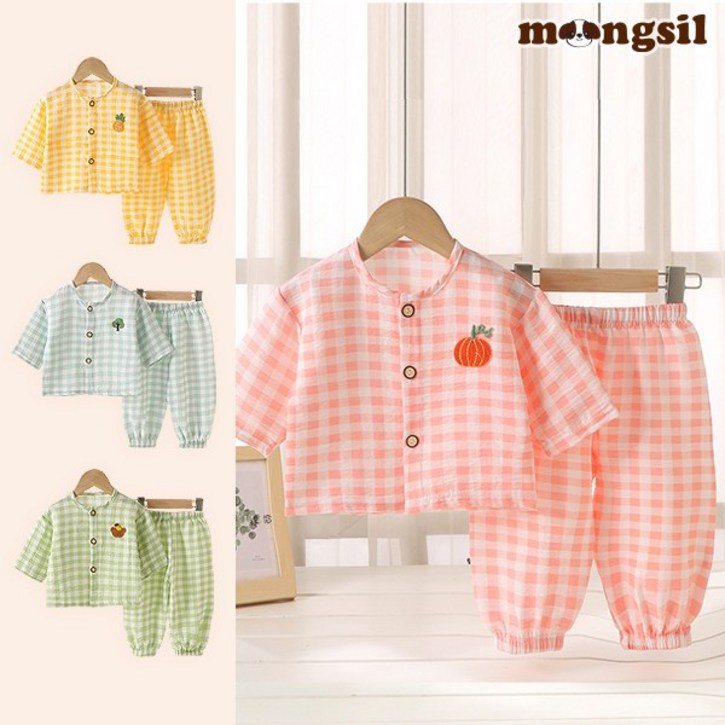 몽실이 깅엄체크 쿨링 상하복세트