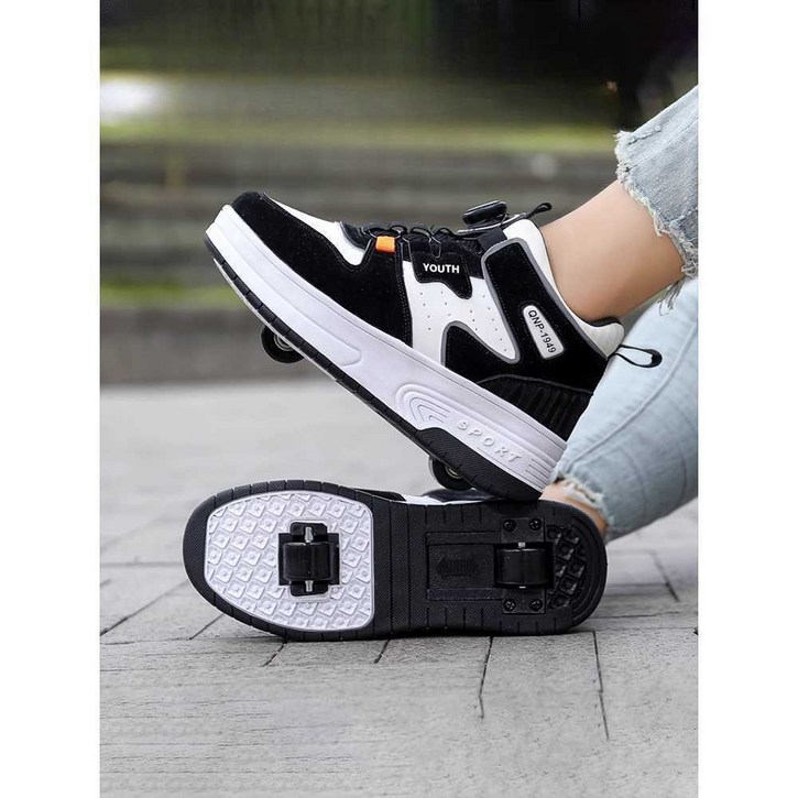 롤러신반 바퀴달린신발 운동화 인라인신발 롤러슈즈, 1개, 모델2898 블랙앤화이트 215mm33