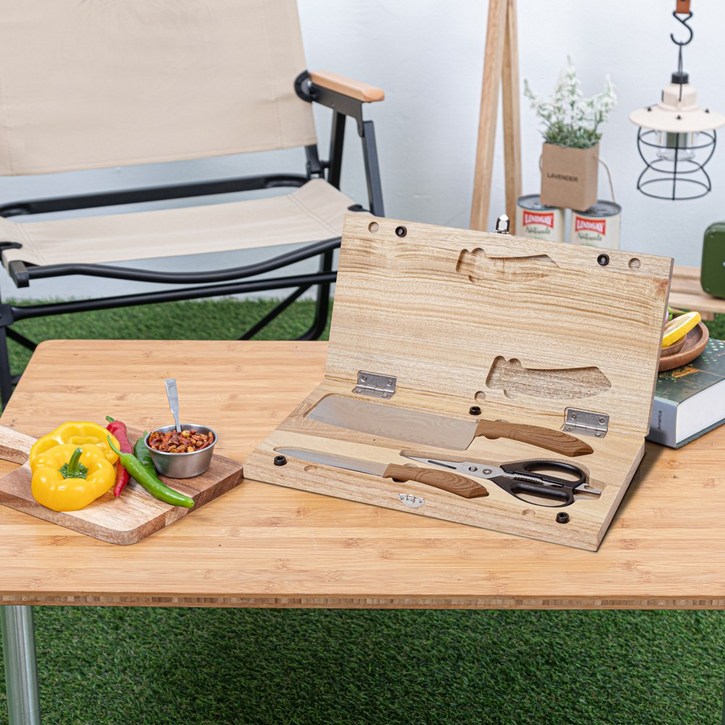 나드레타 감성 캠핑 최고급 프리미엄 칼&캄포 도마 4종세트, 1세트