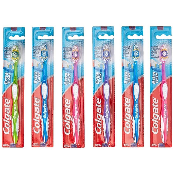 Colgate 엑스트라 클린 칫솔 풀 헤드 펌 40, 하드 브러시 6개 팩