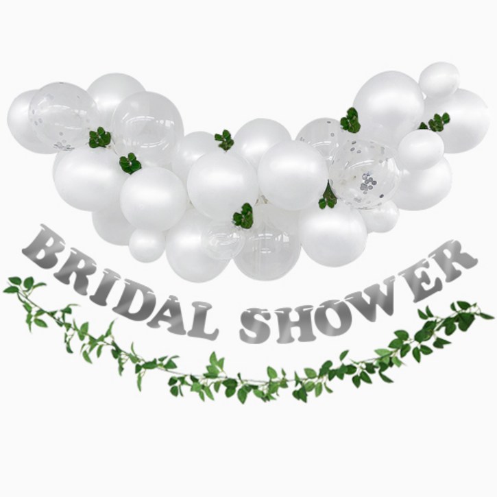 브라이덜 샤워 화이트 풍선 가랜드 세트 홈 파티 용품 장식 소품, BRIDAL SHOWER 가랜드  화이트 벌룬 세트