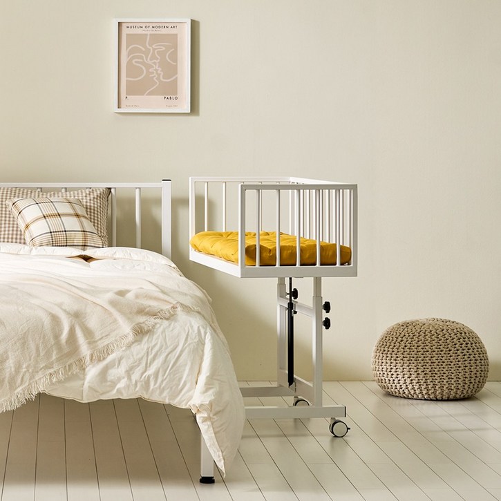 예투가구 나나 강아지 침대프레임 사이드 애견침대 높이조절 침대 이동식 테이블